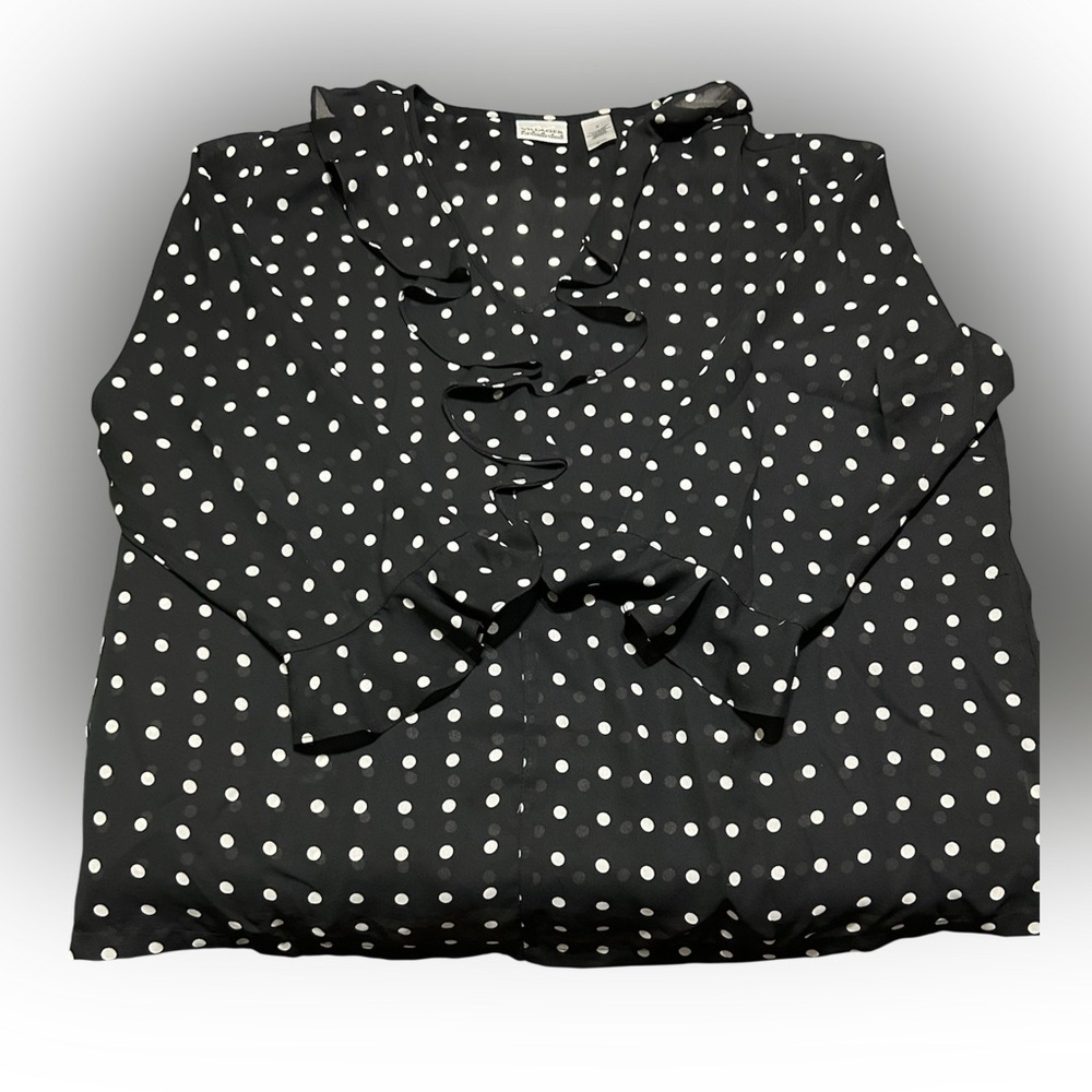 Liz Claiborne Black and White Polka Dot Top